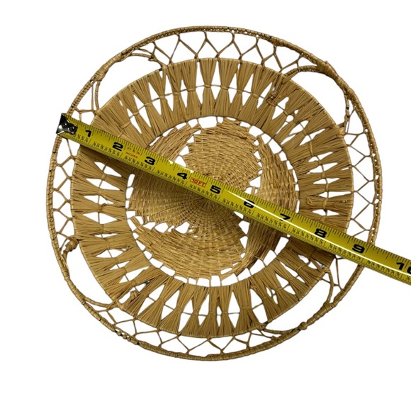 Wicker Boho Woven Bowl Rimmed Plate Blonde Light Colored NWOT Basket Wall - Picture 4 of 4